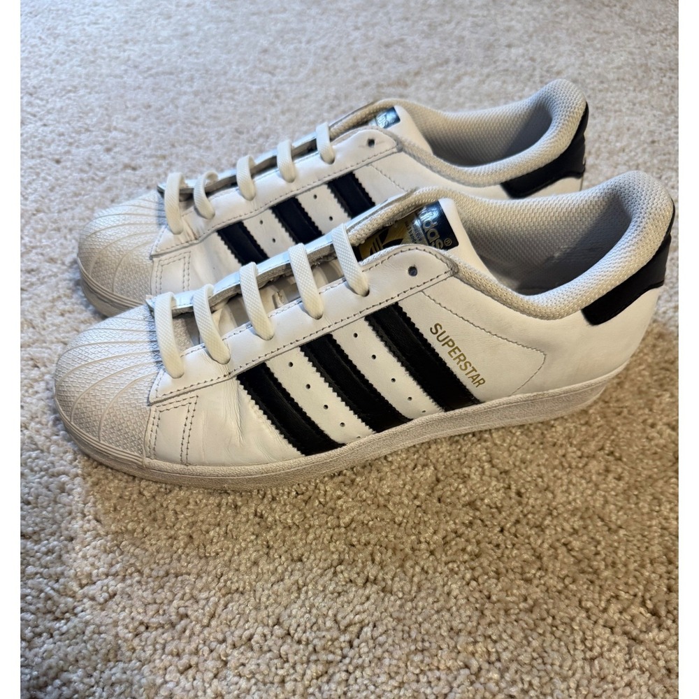 Adidas Originals Superstar White Black Gold Shell Toe Mens Shoes C77153 Size 7.5